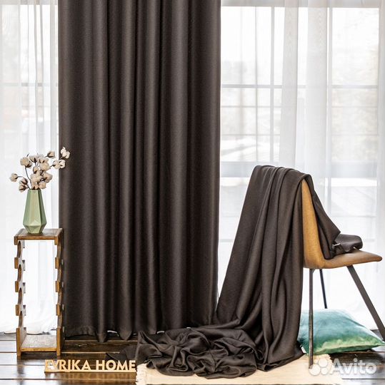 Комплект Шторы + Тюль Орфей Шоколад и Вуаль
