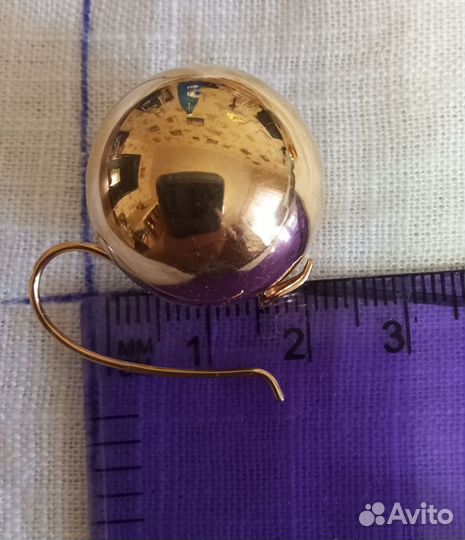 Золотые серьги шары 585