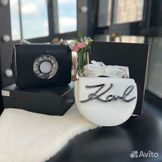 Сумка Karl Lagerfeld черная и белая