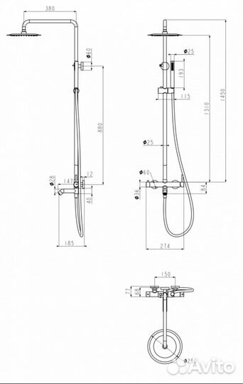 Душевая система Grocenberg GB7099GL золотой