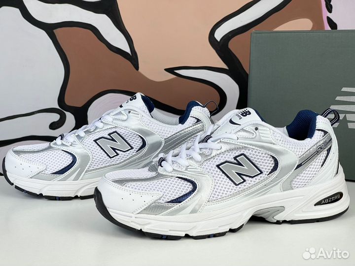 New Balance 530 White Silver Navy