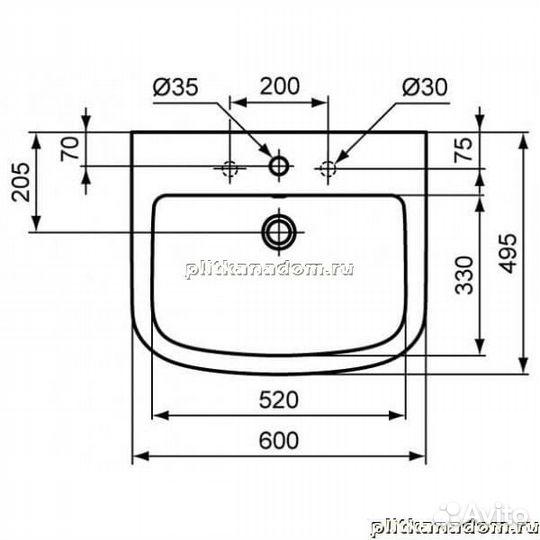 Ideal Standard Tempo T056401 Умывальник 60 см