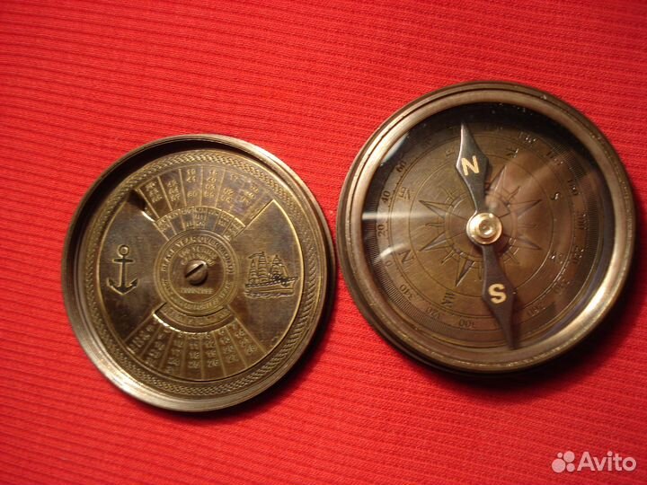 Компас 1885 корабельный London Британия Бронза Мор