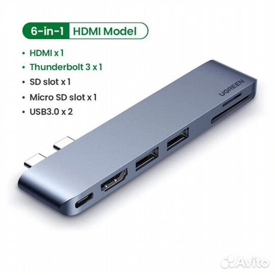 USB-C концентратор Ugreen для MacBook Pro Air