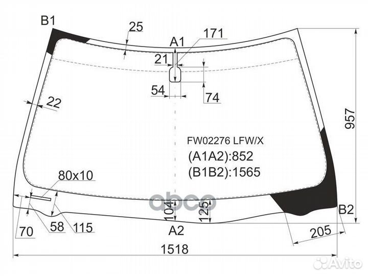 Стекло лобовое Lexus ES 01-06 FW02276 LFW/X XYG