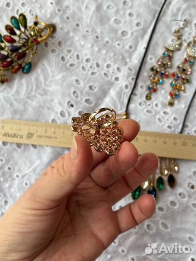 Набор украшений со стразами виде павлина ожерелье