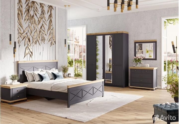 Тумба прикроватная Лиана дуб крафт золотой, графит