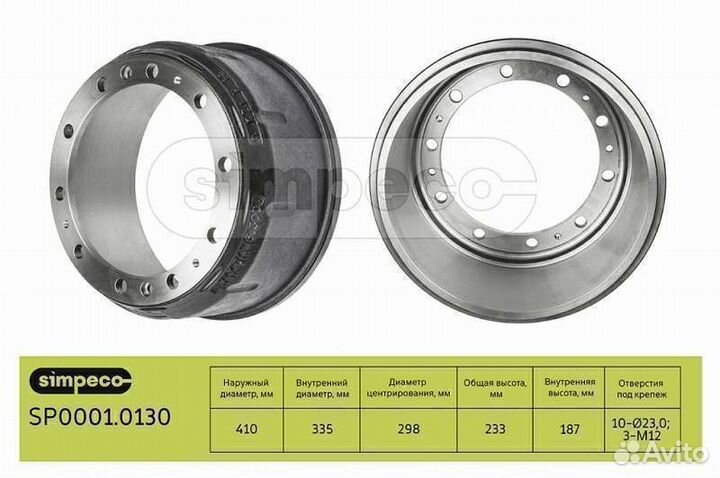 Тормозной барабан MAN TGA передний 410х180