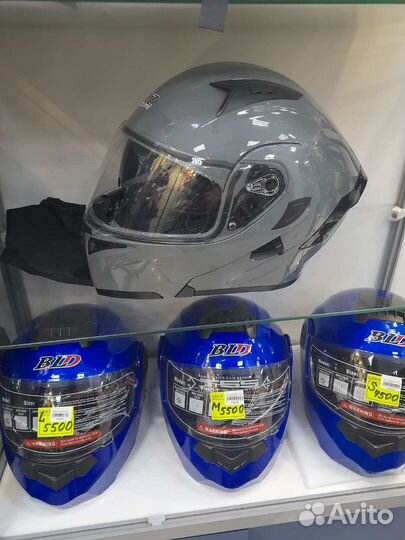 Мото шлем модуляр ORZ серый глянец DOT