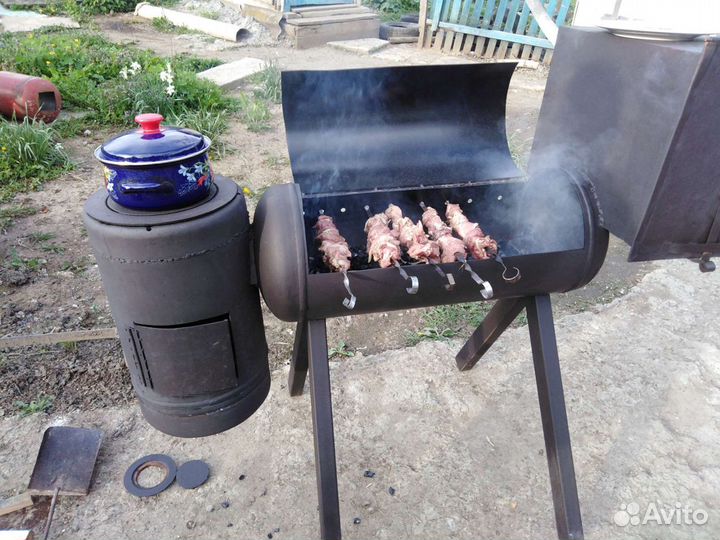 Мангал с печью под казан- коптильня