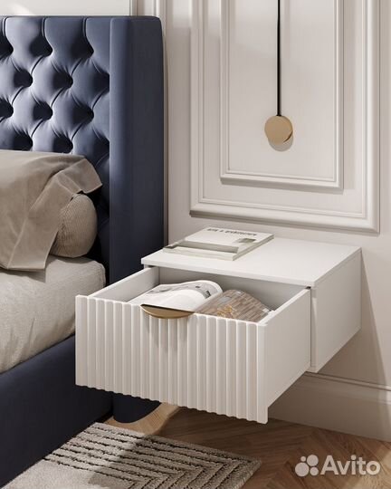 Тумба подвесная фасад рифленый белый