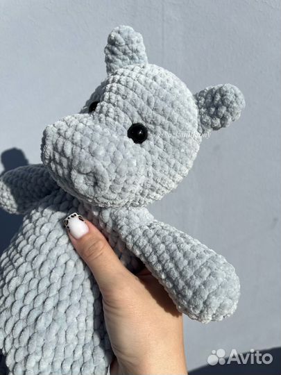 Вязаные игрушки. Плюшевый бегемот. Подарок малышу