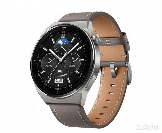 Huawei Watch GT 3 Pro кожаный ремешок Серые