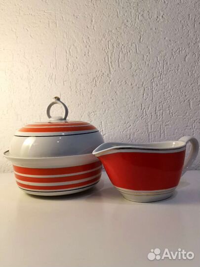 Фарфор и хрустальная ваза СССР