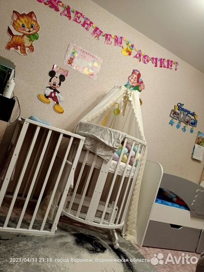 Детская кроватка трансформер 8 в 1 с маятниками