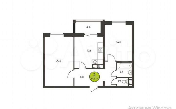 2-к. квартира, 65,9 м², 8/16 эт.