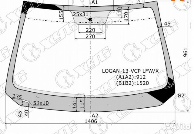 Стекло лобовое renault logan /sandero 14