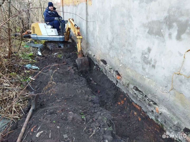 Услуги мини экскаватора, копание траншей