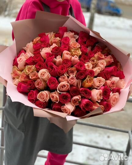 101 роза доставка. красные, белые, микс