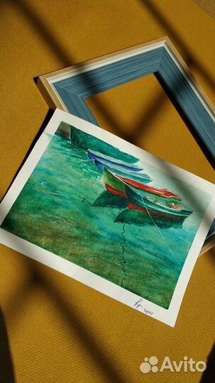 Акварельная картина открыточного формата