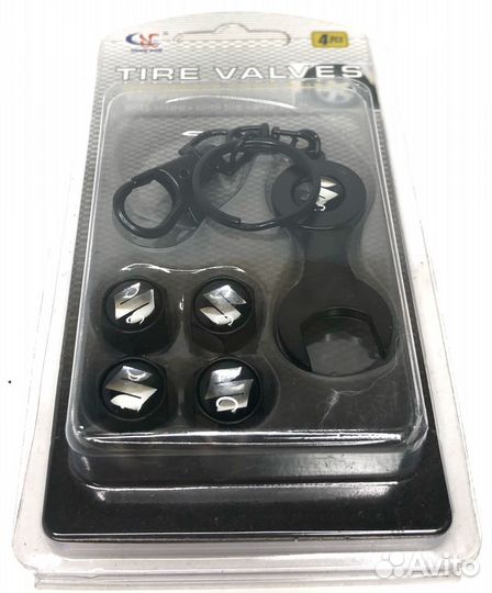 Колпачки на ниппеля - Suzuki (с ключом/черный) (Се