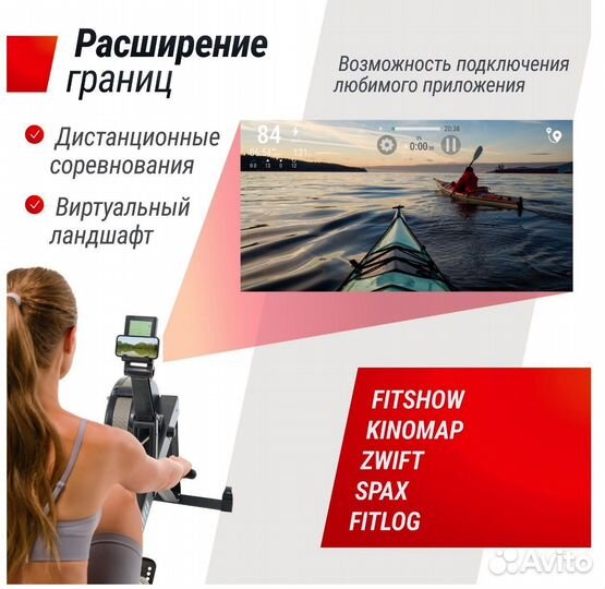 Гребной тренажер unix Fit Air Rower-X Black