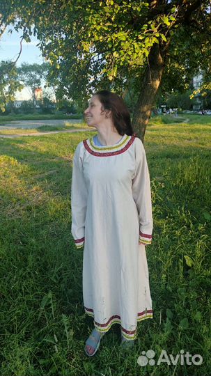 Платье + рубаха славянские, на фотосессию, косплей