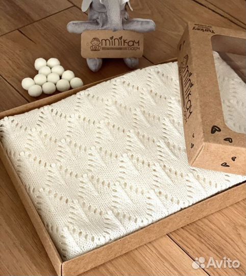 Плед детский вязаный новый