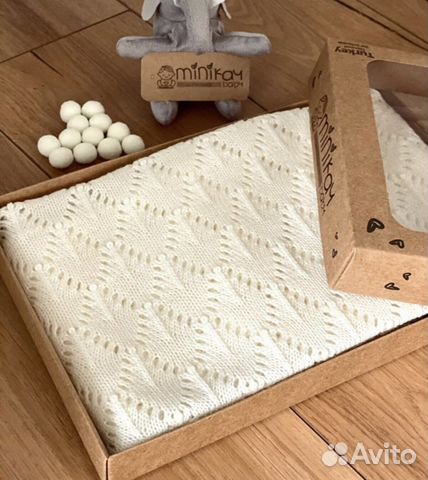 Плед детский вязаный новый