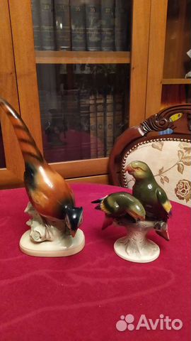 Фарфоровые птицы Фазан и 2 попугая.Германия