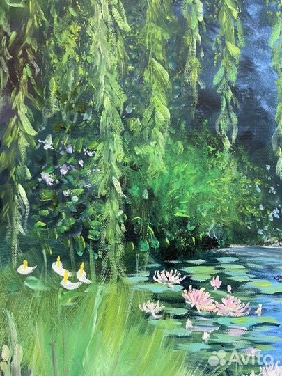 Картина маслом на холсте Пруд с кувшинками