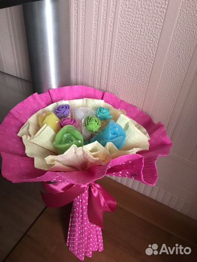 Букет роз из мыла