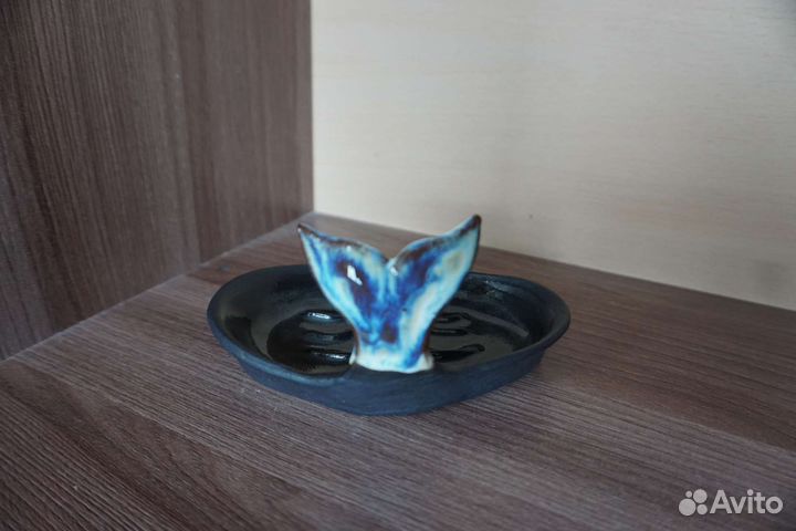 Мыльница Кит ручной работы керамическая