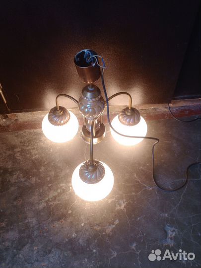 Люстра СССР фарфор ретро Винтаж 3х рожковая