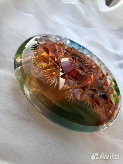 Пепельница винтаж СССР цветное чешское стекло