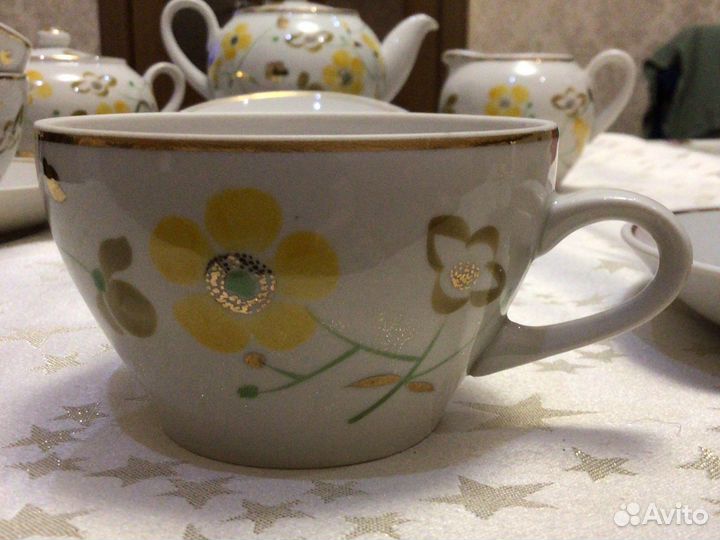Чайный сервиз Желтый цветок Пролетарий 1958г