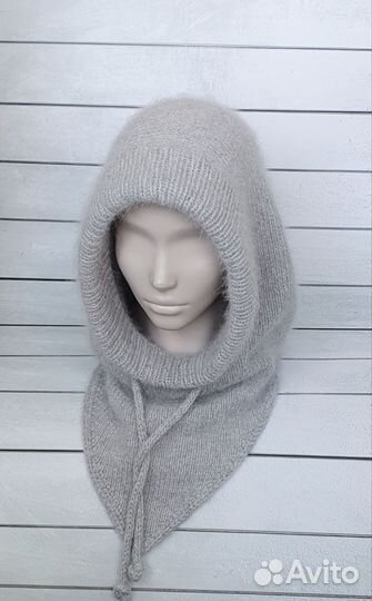 Капор капюшон женский из пряжи Пух норки