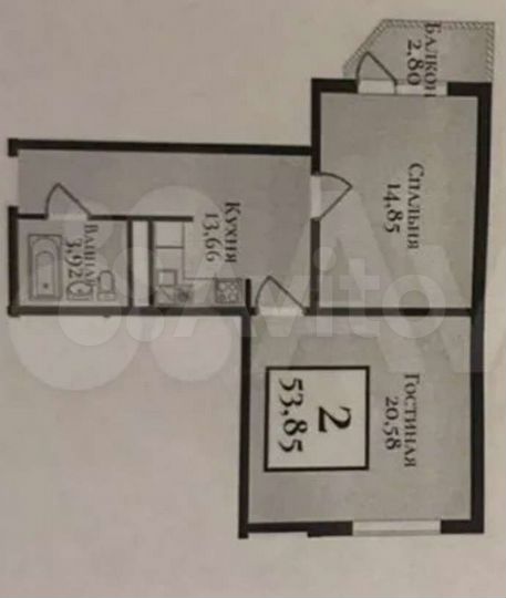 2-к. квартира, 54 м², 7/7 эт.
