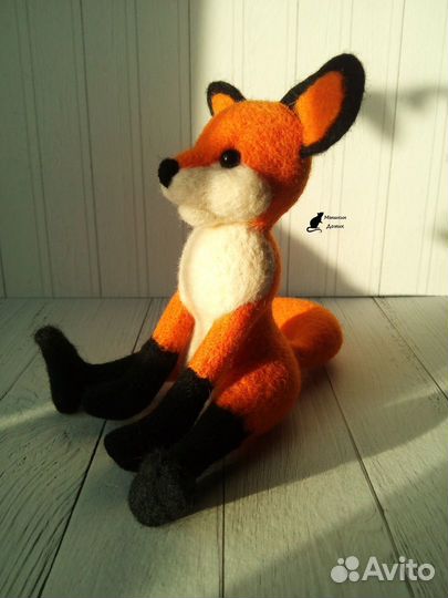 Лисёнок Рыжик, шерсть, ручная работа, новое