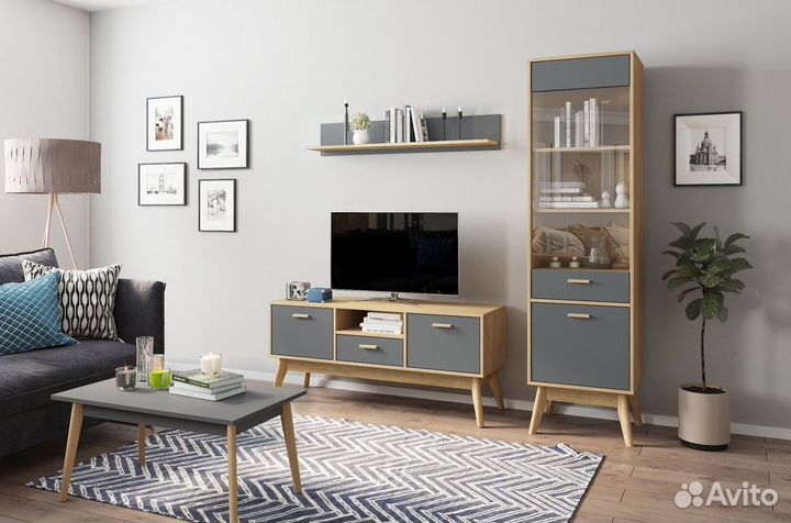 Витрина Нордик Wood Серый