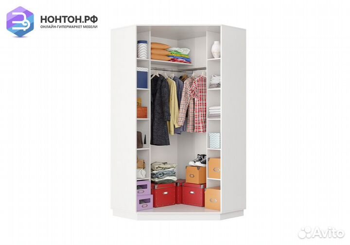 Шкаф-купе угловой двухдверный Алькор белый