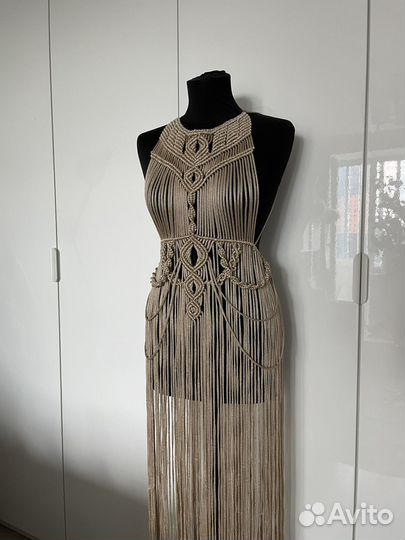 Платье макраме эполеты