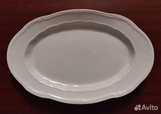 Блюдо овальное белое Фарфор СССР 1970-е гг