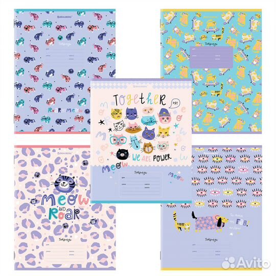 Тетрадь 12л. brauberg клетка, обложка картон, звер