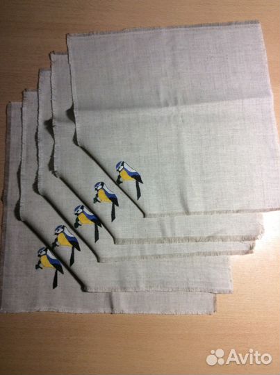 Льняные салфетки с ручной вышивкой