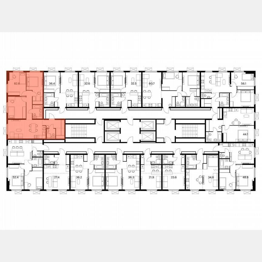 3-к. квартира, 82,6 м², 16/25 эт.