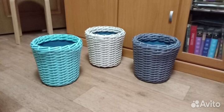 Кашпо из искусственного ротанга