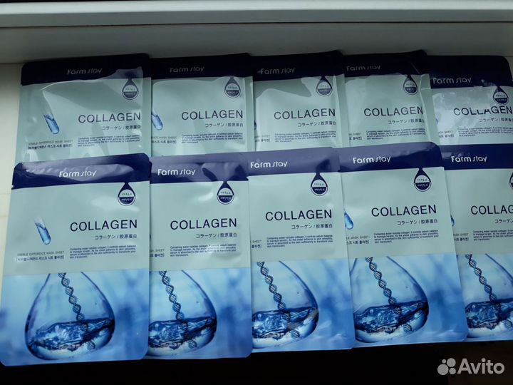 Корея Маски Тканевые Collagen FarmStay 10шт до2025