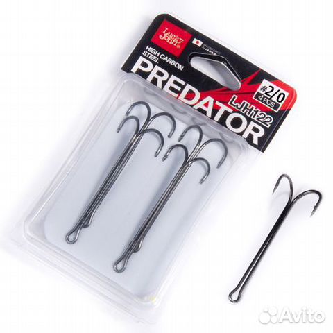 Крючки-двойники #2/0 4шт. predator LJH122 