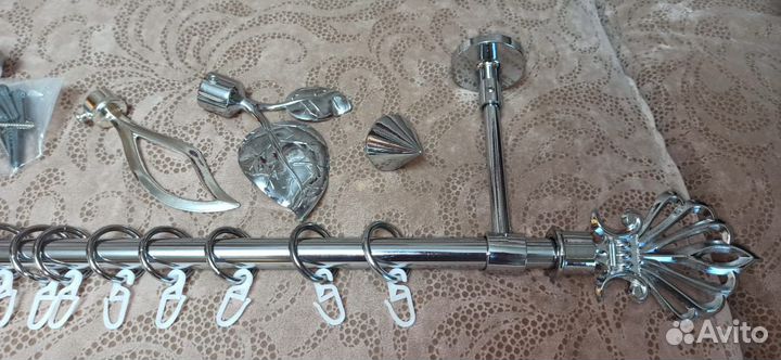 Карниз длина 1 м, 1.2 м,1.4 м металлический хром